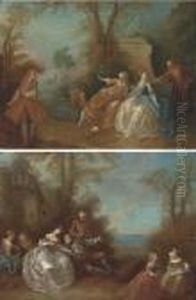 Elegant Company In A Wooded 
Clearing; And Elegant Companycavoorting In A Classical Landscape