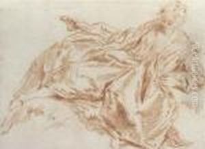 A Reclining Woman Looking Down To The Left by Jean-Baptiste Joseph Pater