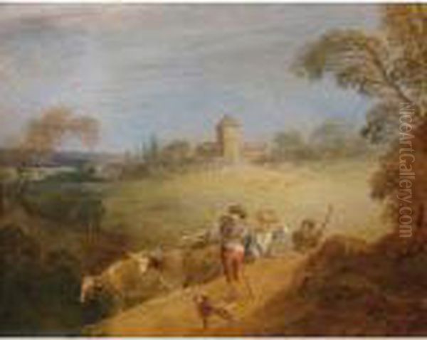 A Pastoral Landscape With A Shepherd And Shepherdess - view 1