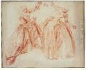 Deux Etudes De Femmes Dansant by Jean-Baptiste Joseph Pater