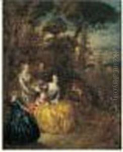 Scene Galante Dans Un Parc by Jean-Baptiste Joseph Pater