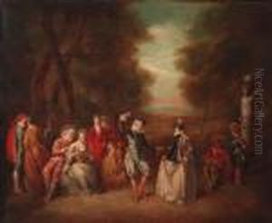 A Fte Champtre In A Landscape by Jean-Baptiste Joseph Pater