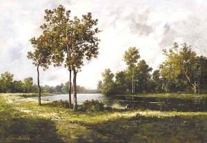 Pecheurs au bord d'un lac