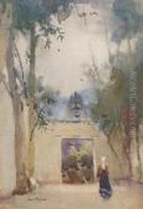Figure In A Mediterranean Courtyard