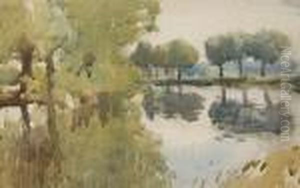 Lake And Trees With Reflections, Probablydedham Vale - view 1