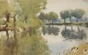 Lake And Trees With Reflections, Probablydedham Vale