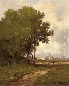 Walking on a path at the edge of a wood