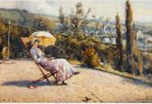 Portrait Of The Artist's Sister In The Garden At Moniave by James Paterson