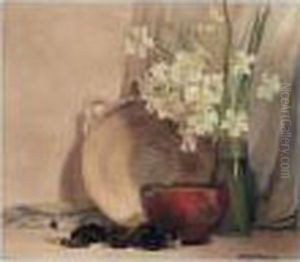 Still Life Of Flowers With A Bowl by James Paterson