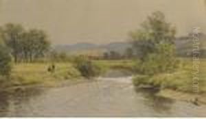 Anglers On The Banks Of A River by Waller Hugh Paton