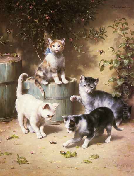 Kittens Playing with Beetles by Carl Reichert