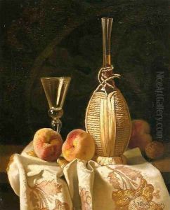 Still Life with Peaches and Wiine by Milne Ramsey