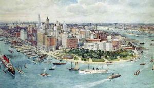 A Birds Eye View of Lower Manhattan, 1911 by Richard Rummell