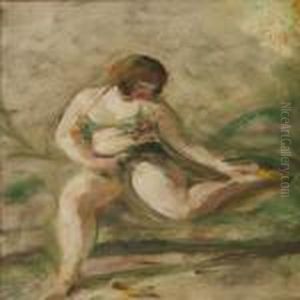 A Posing Female Model by Julius Paulsen