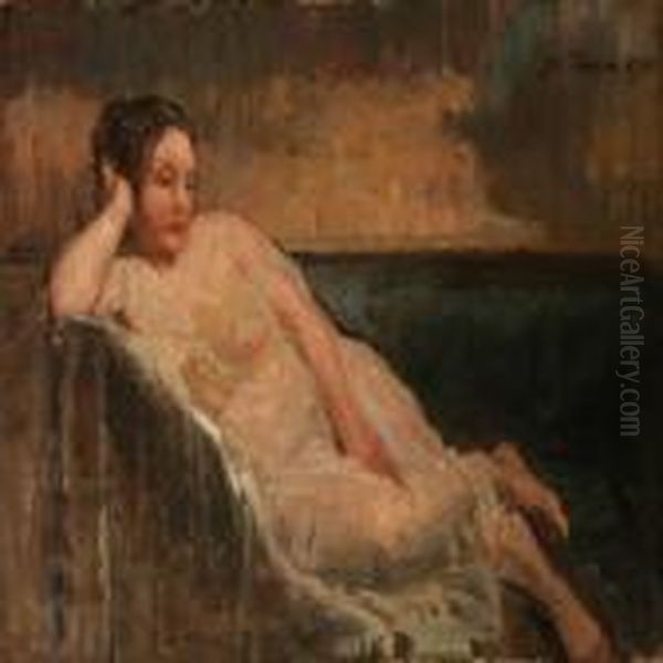 A Nude Female In A Coach - view 1