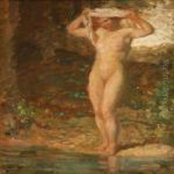 A Naked Woman Dipping Her Toes In The Water - view 1