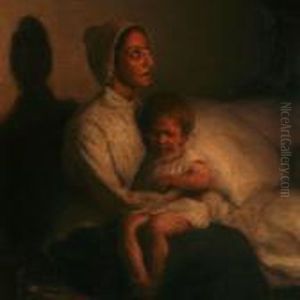 Interior With A Youngmother Holding Her Child by Julius Paulsen