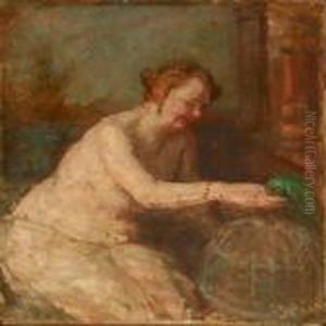Woman With A Parrot by Julius Paulsen