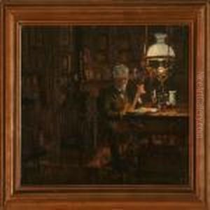 The Danish Painter Harald Foss Plays Guitar In His Drawing Room