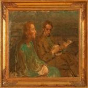 The Artist's Daugther,inger Liisberg, And Her Husband With A Banjo The Artist's Daugther,inger Liisberg, And Her Husband With A Banjo