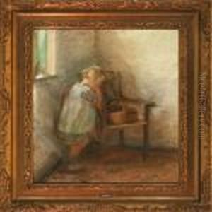 Girl By A Chair by Julius Paulsen