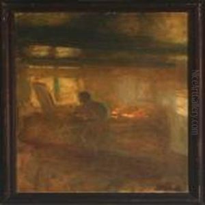 Interior With A Man By A Window by Julius Paulsen