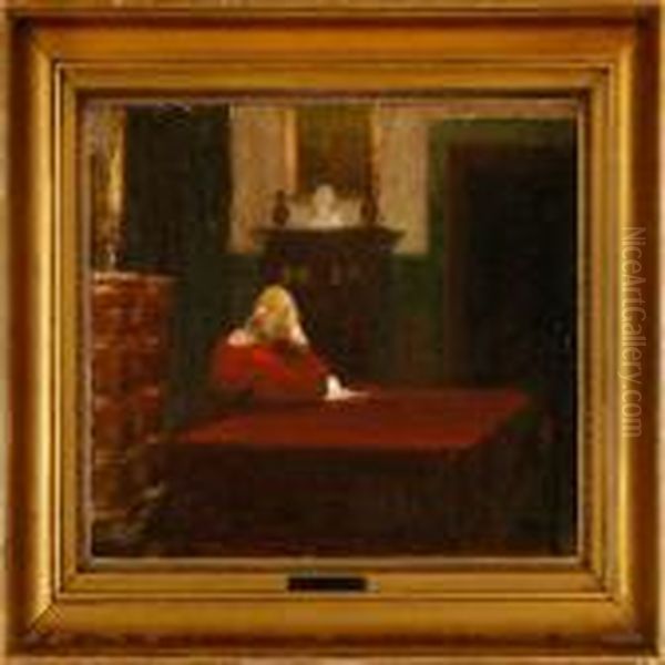 The Artist's Wife In Their Dining Room by Julius Paulsen