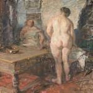 Interior With A Seatedwoman And A Standing Female Nude, Back Turned Interior With A Seatedwoman And A Standing Female Nude, Back Turned