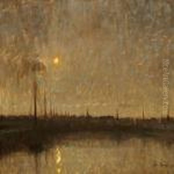 Moonlit Harbour Scene - view 1