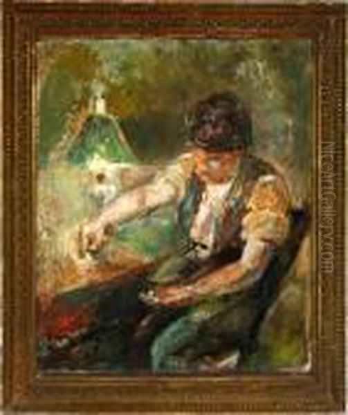 A Shoemaker Working In The Gleam - view 1