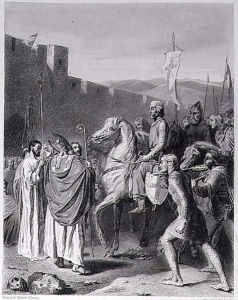 Baldwin I c.1058-1118 engraved by Thibault by Joseph-Nicolas Robert-Fleury