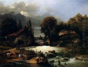 A Farm On A River by Guillaume Frederic Ronmy
