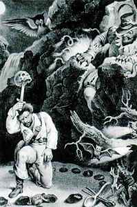 Scene from the opera Der Freischutz by Carl Maria von Weber 1786-1826 lithograph by Adam et Hostein by Johann Heinrich Ramberg