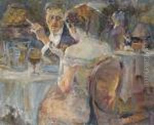Evening In A Parisian Cafe by Elie Anatole Pavil
