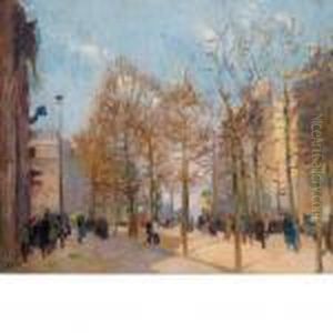 Tree-lined Street, Paris by Elie Anatole Pavil