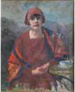 Femme A La Tasse De The by Elie Anatole Pavil
