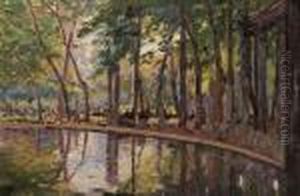 Le Parc Monceau, Au Coin Du Lac by Elie Anatole Pavil