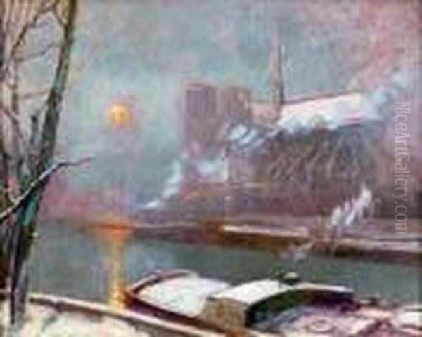 Quai De La Tournelle, Au Coucher Du Soleil En Hiver - view 1