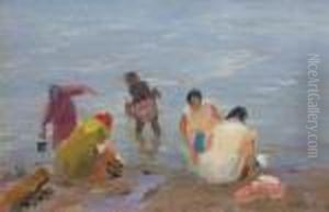 Femmes Au Bord De L'eau by Elie Anatole Pavil