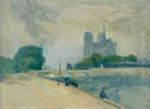 Les Quais, Vue Du Chevet De Notre Dame by Elie Anatole Pavil