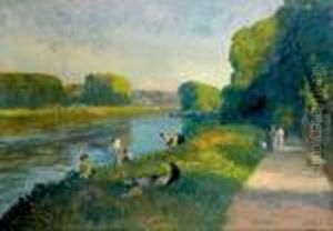 Apres-midi Au Bord De L'eau by Elie Anatole Pavil