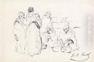 Scene De Souk Au Maroc by Elie Anatole Pavil
