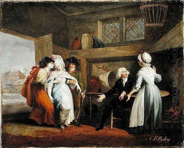 Dining in the Hayfields surprised by Mr Thornhills chaplain vol.1, chapter VIII from The Vicar of Wakefield, 1786 - view 1