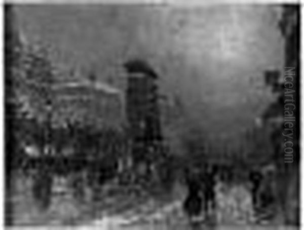 Paris, Les Grands Boulevards,
Porte Saint-martin Et Porte Saint-denis Deux Huiles Sur Toile Faisant
Pendants, Signees En Bas A Droite - view 1