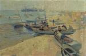 Fisherman On The Shore
Oil On Canvas by Elie Anatole Pavil