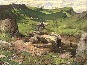 A rocky stream in a mountainous landscape, 1859 by John Ritchie