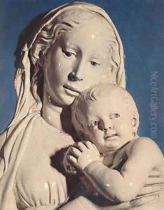 Madonna of the Apple [detail: 1] by Luca della Robbia