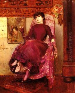 Portrait De L'Epouse De L'Artiste Dans L'Atelier (Portrait Of The Artist's Wife In The Studio) by Georges Antoine Rochegrosse