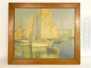 Sailing Ships And Rowboat by Edgar Alwin Payne