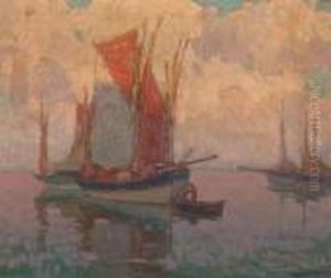 At Anchor, Tuna Boats, Brittany, France by Edgar Alwin Payne